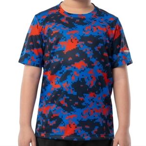 Athletic Works Boys Kids Short Sleeve Active Tshirt Blue Red Camo Size XXL 18